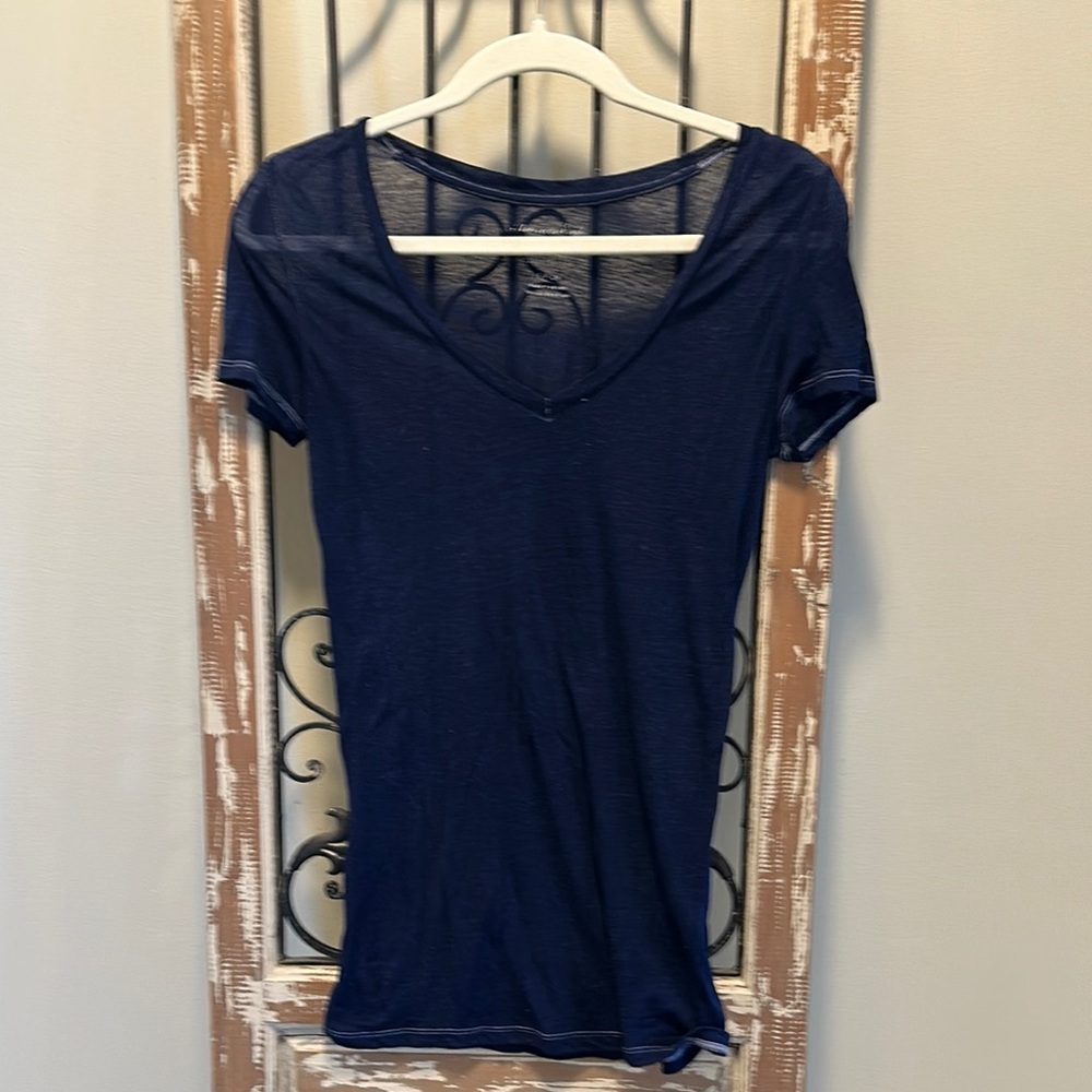 American Eagle Outfitters Blue Fitted Short Sleeve T-Shirt